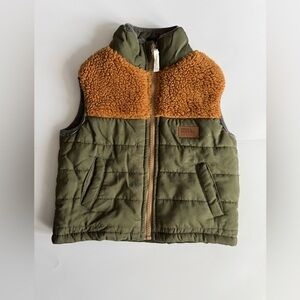 Eddie Bauer Green Puffer Vest with Fur 2T
